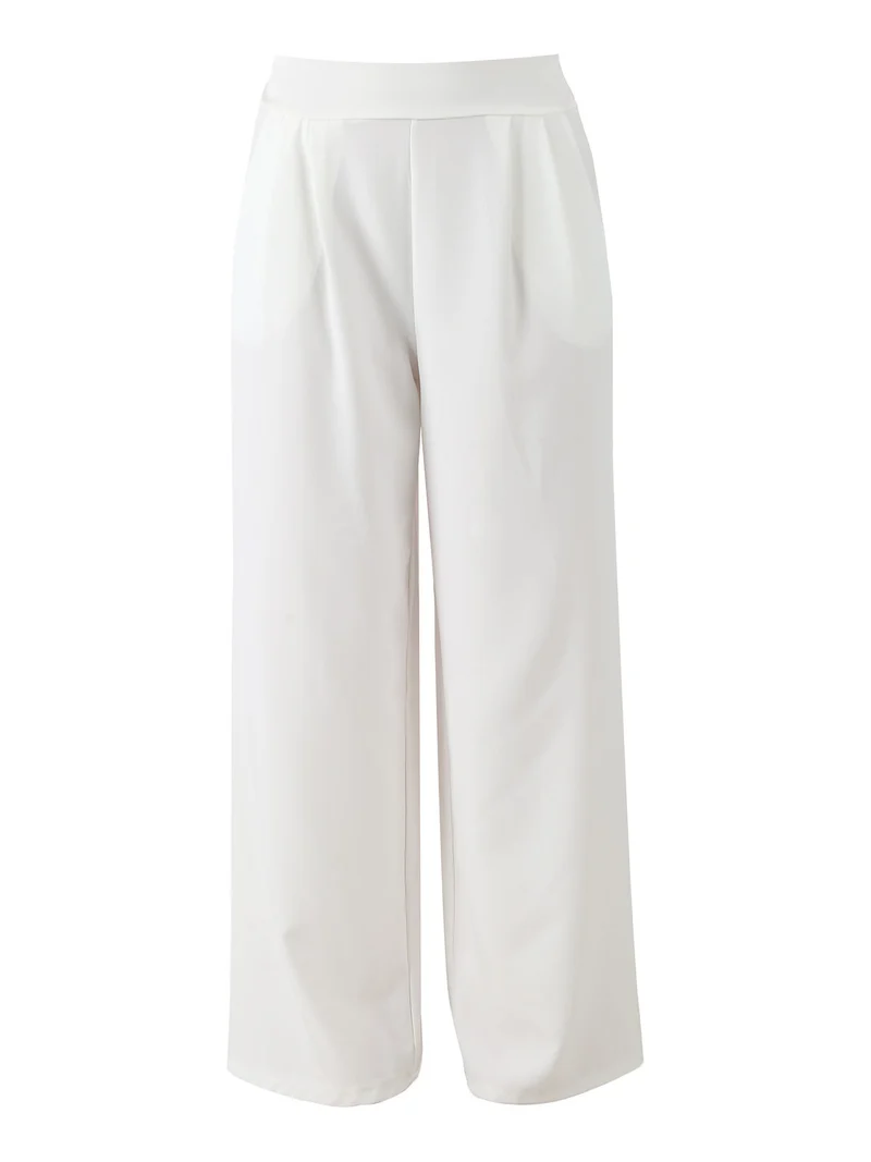 Pantaloni casual da donna a gamba larga - bianco