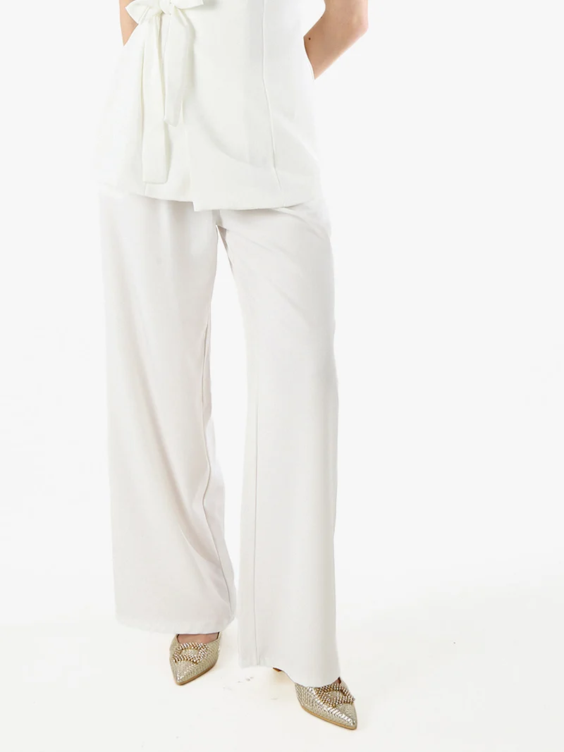 Pantaloni casual da donna a gamba larga - bianco
