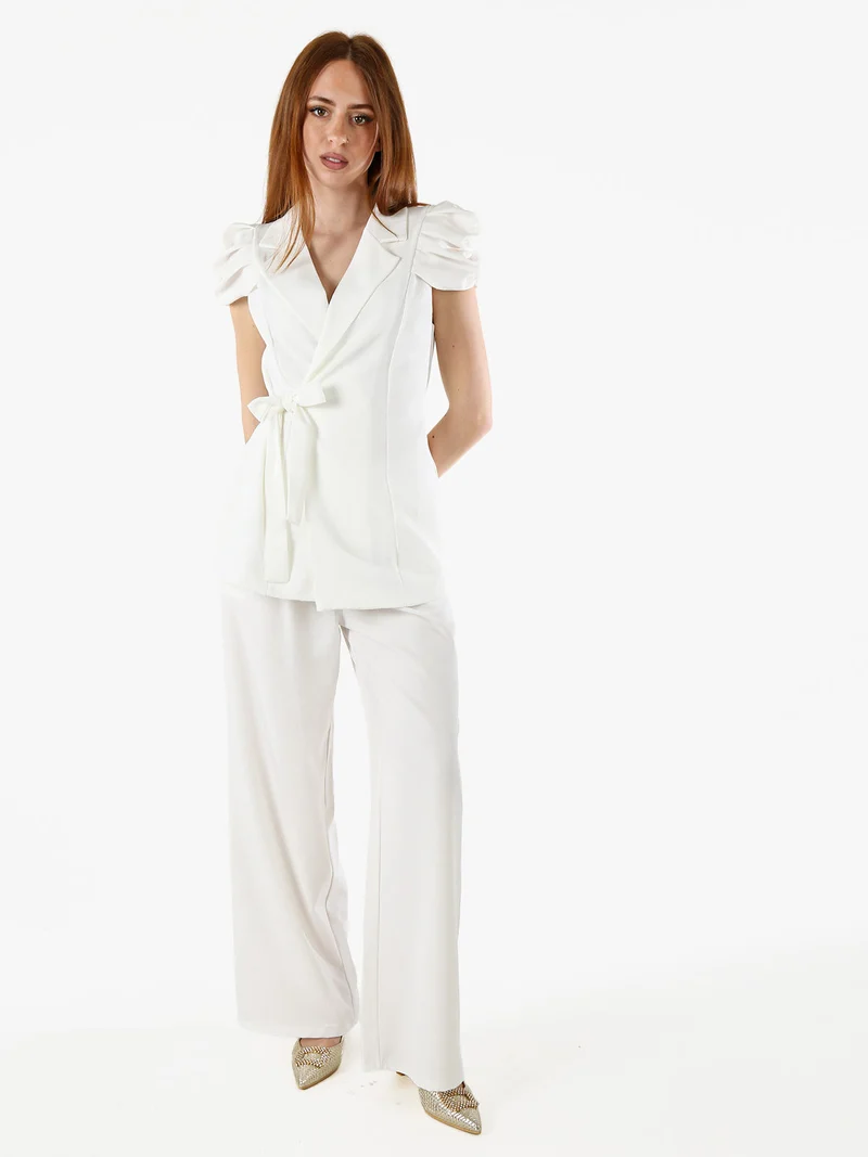 Pantaloni casual da donna a gamba larga - bianco