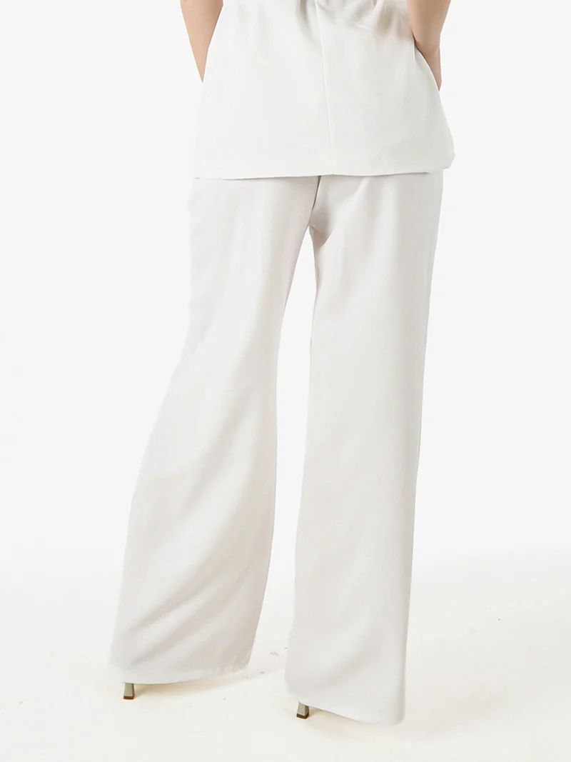 Pantaloni casual da donna a gamba larga - bianco