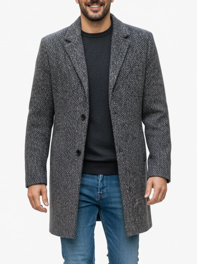 Cappotto classico da uomo effetto lana - grigio scuro