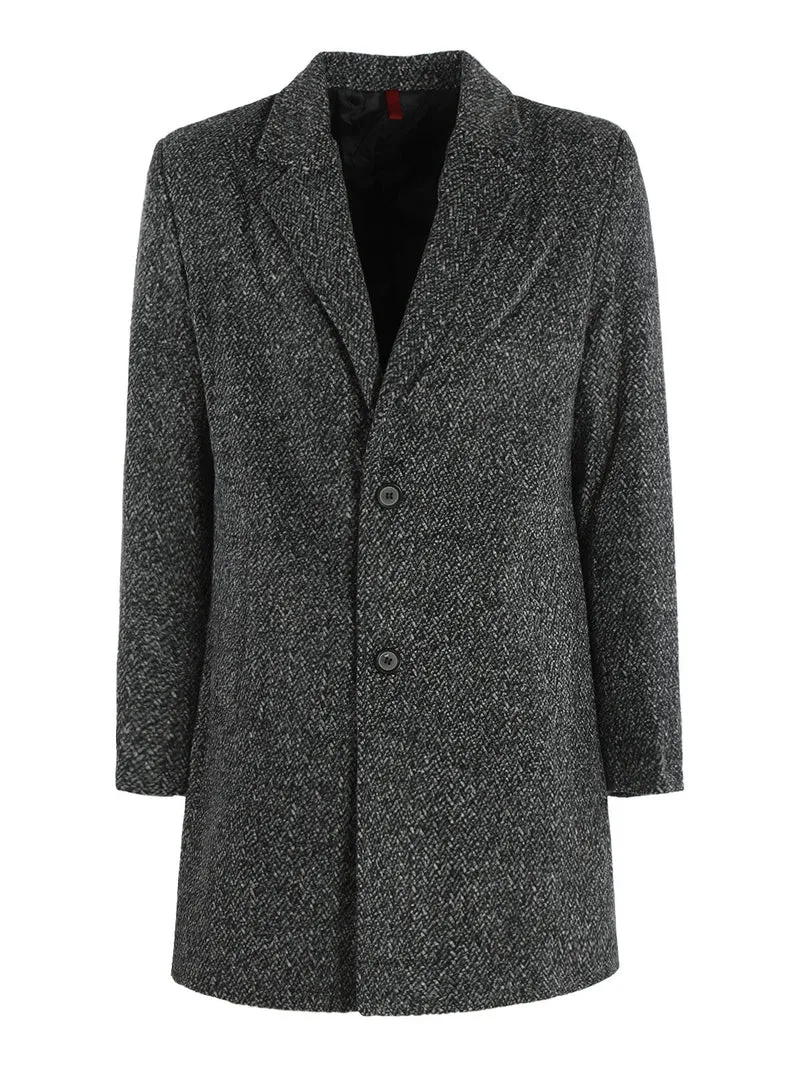 Cappotto classico da uomo effetto lana - grigio scuro