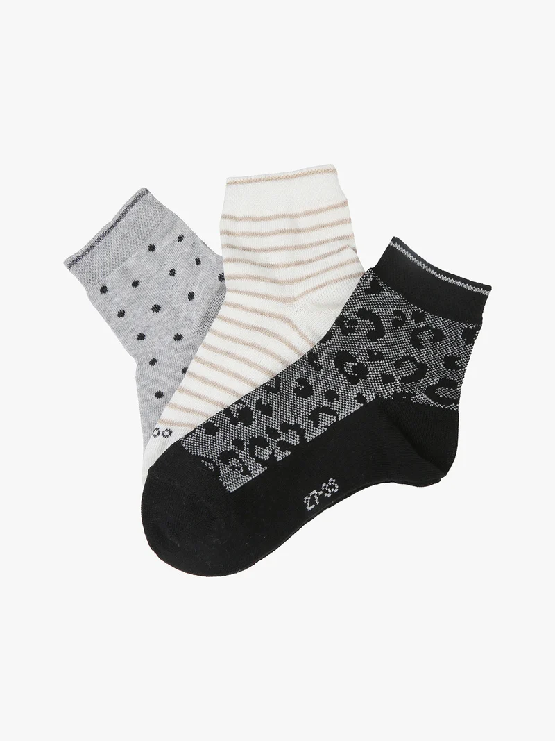 Confezione da 3 paia di calze corte da bambina caldo cotone - panna