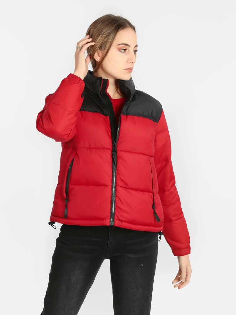 Giubbotto donna bicolor imbottito - rosso
