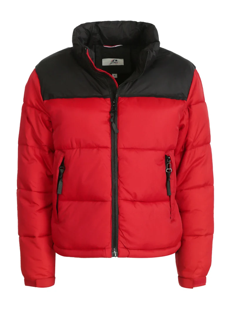 Giubbotto donna bicolor imbottito - rosso