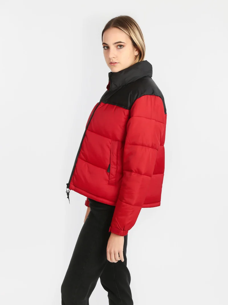 Giubbotto donna bicolor imbottito - rosso