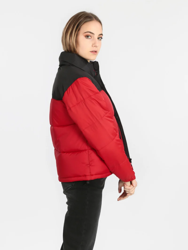 Giubbotto donna bicolor imbottito - rosso
