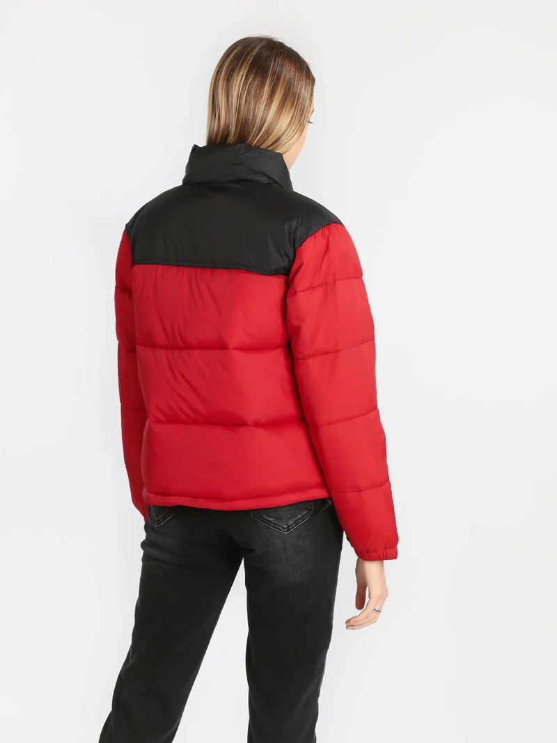 Giubbotto donna bicolor imbottito - rosso