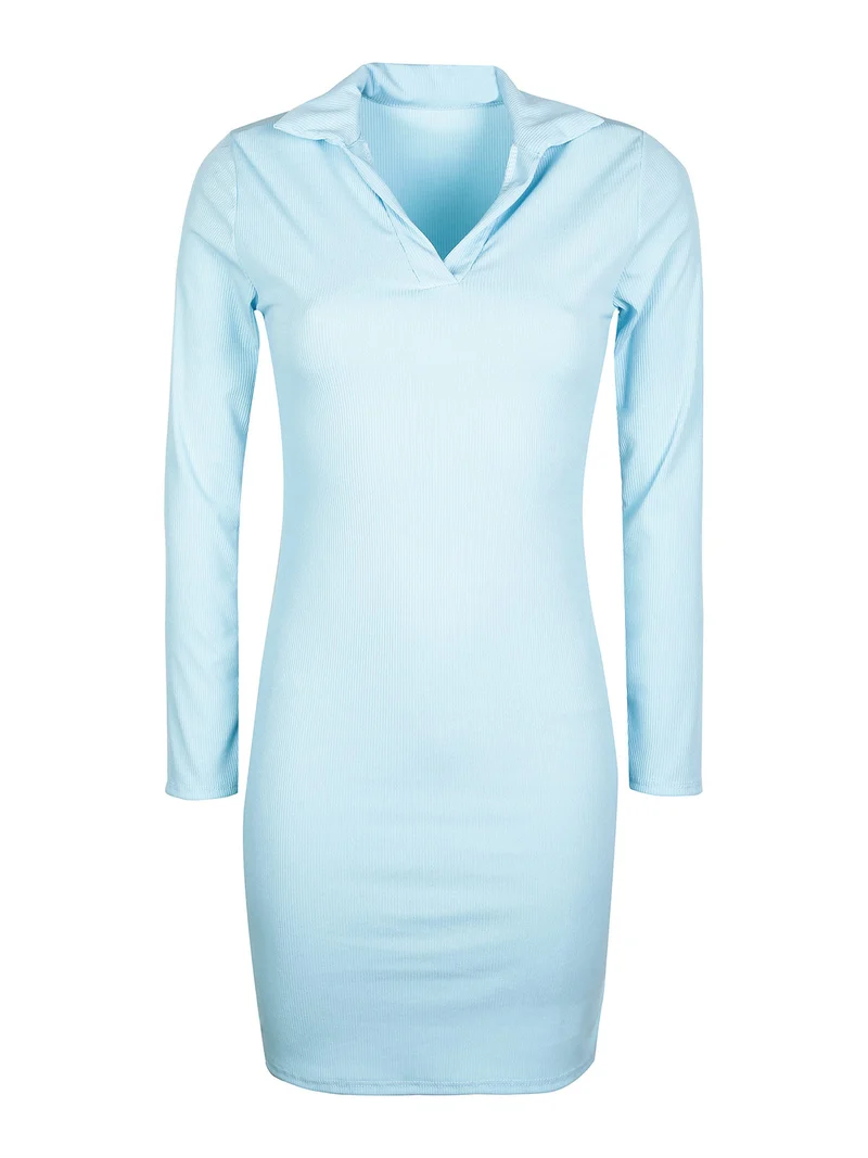 Vestito donna con colletto - azzurro