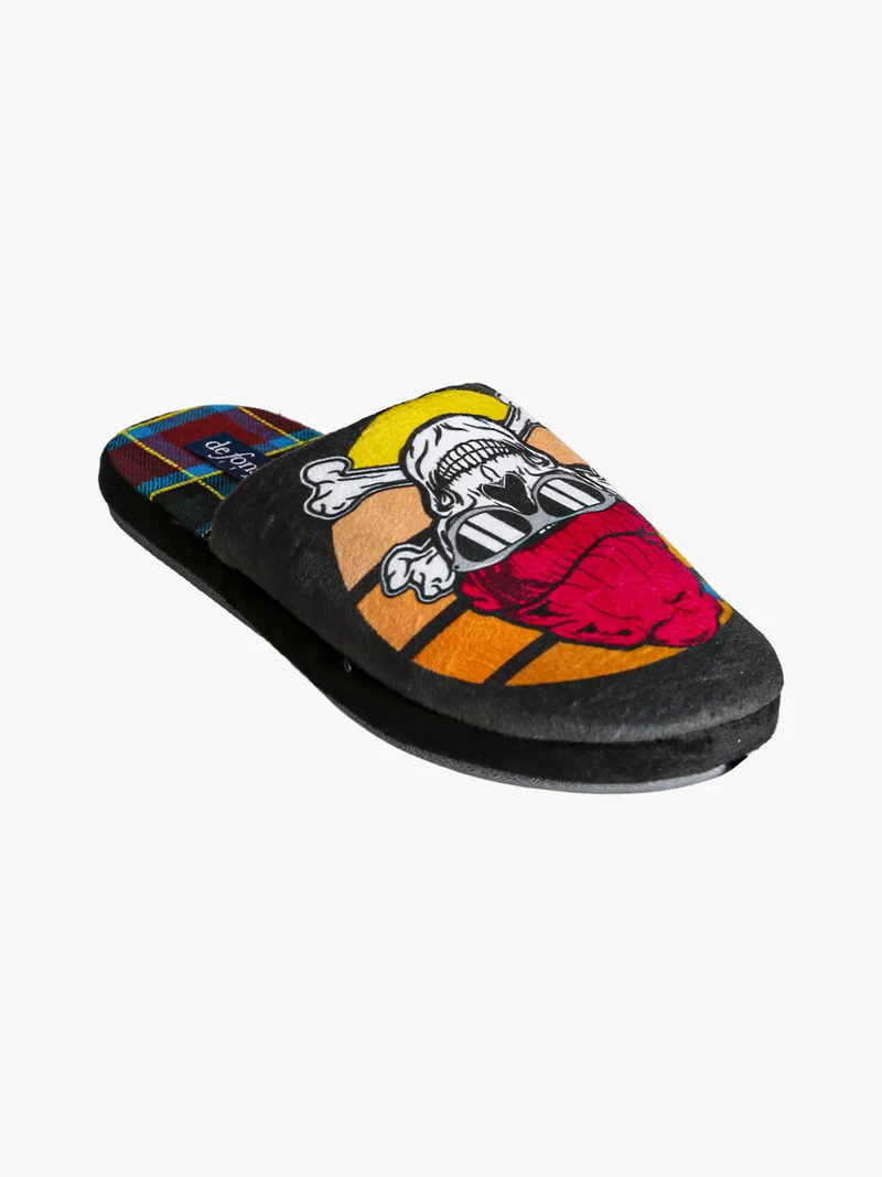 Pantofole invernali da uomo con stampe disegni - nero