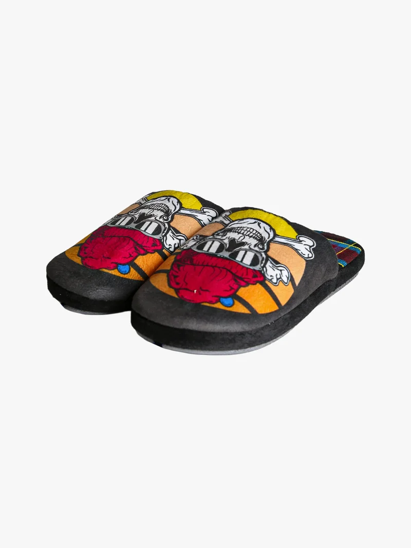 Pantofole invernali da uomo con stampe disegni - nero