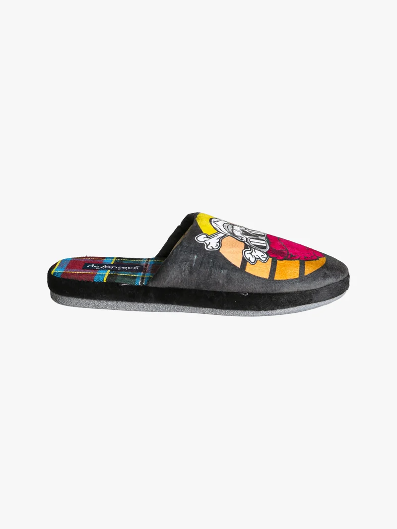 Pantofole invernali da uomo con stampe disegni - nero