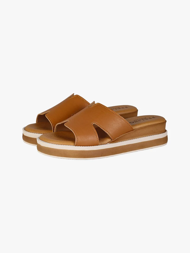 Ciabatte donna con platform - cuoio