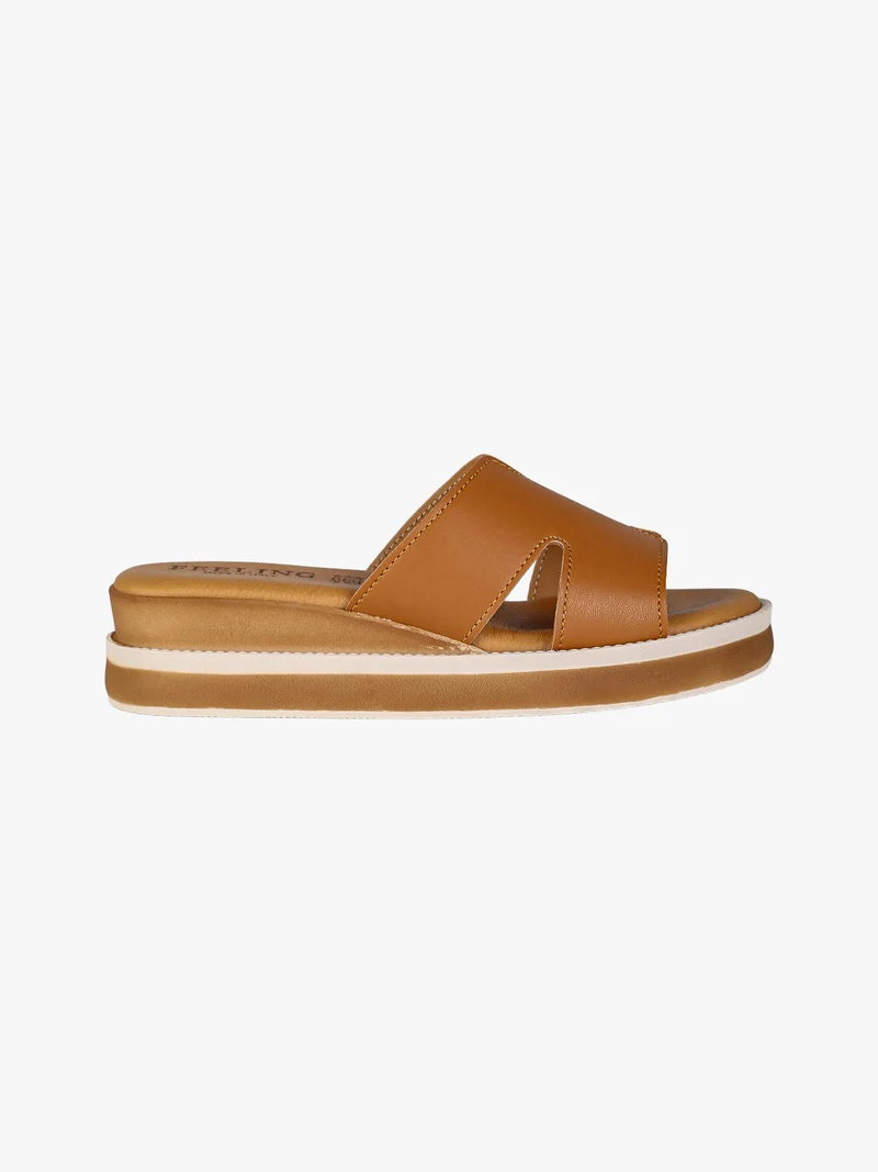 Ciabatte donna con platform - cuoio