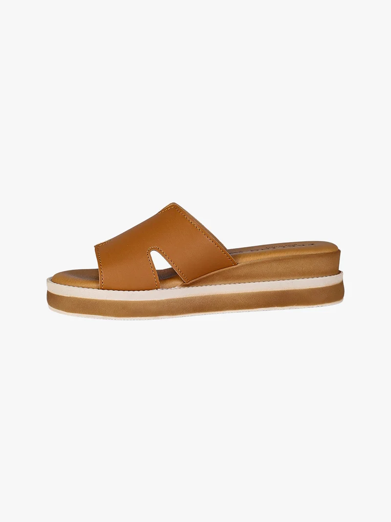 Ciabatte donna con platform - cuoio