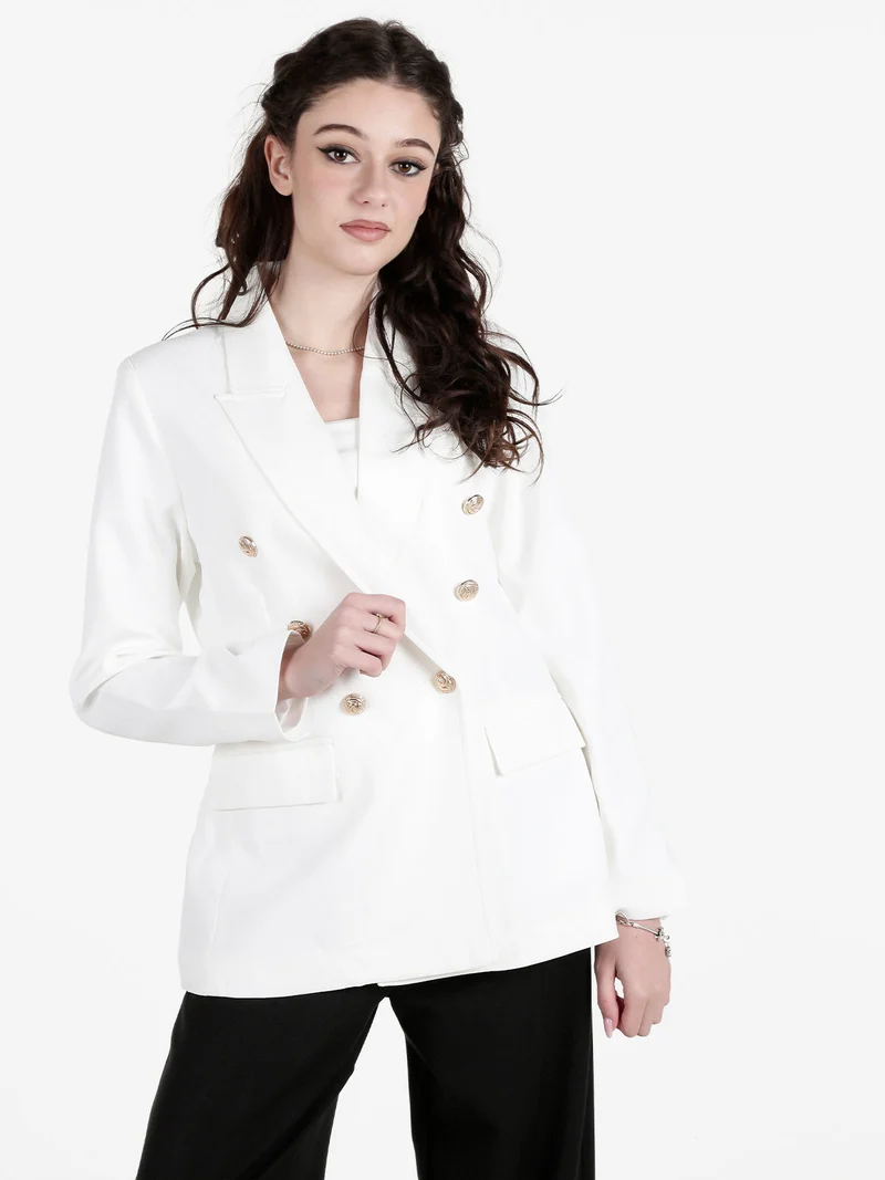 Giacca donna con chiusura a doppiopetto - bianco