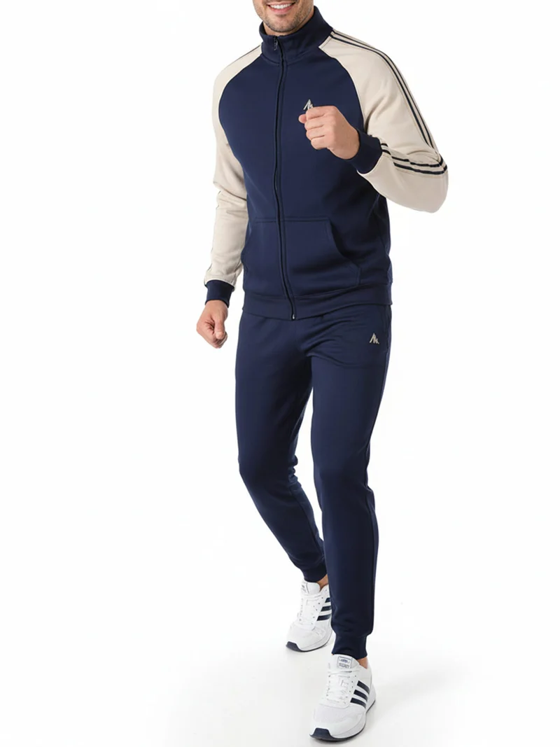 Completo tuta da uomo full zip con interno felpato - blu scuro