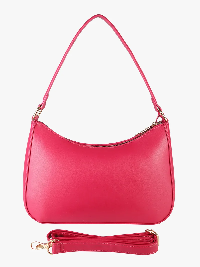 Borsa donna a mezzaluna con nappine - fucsia