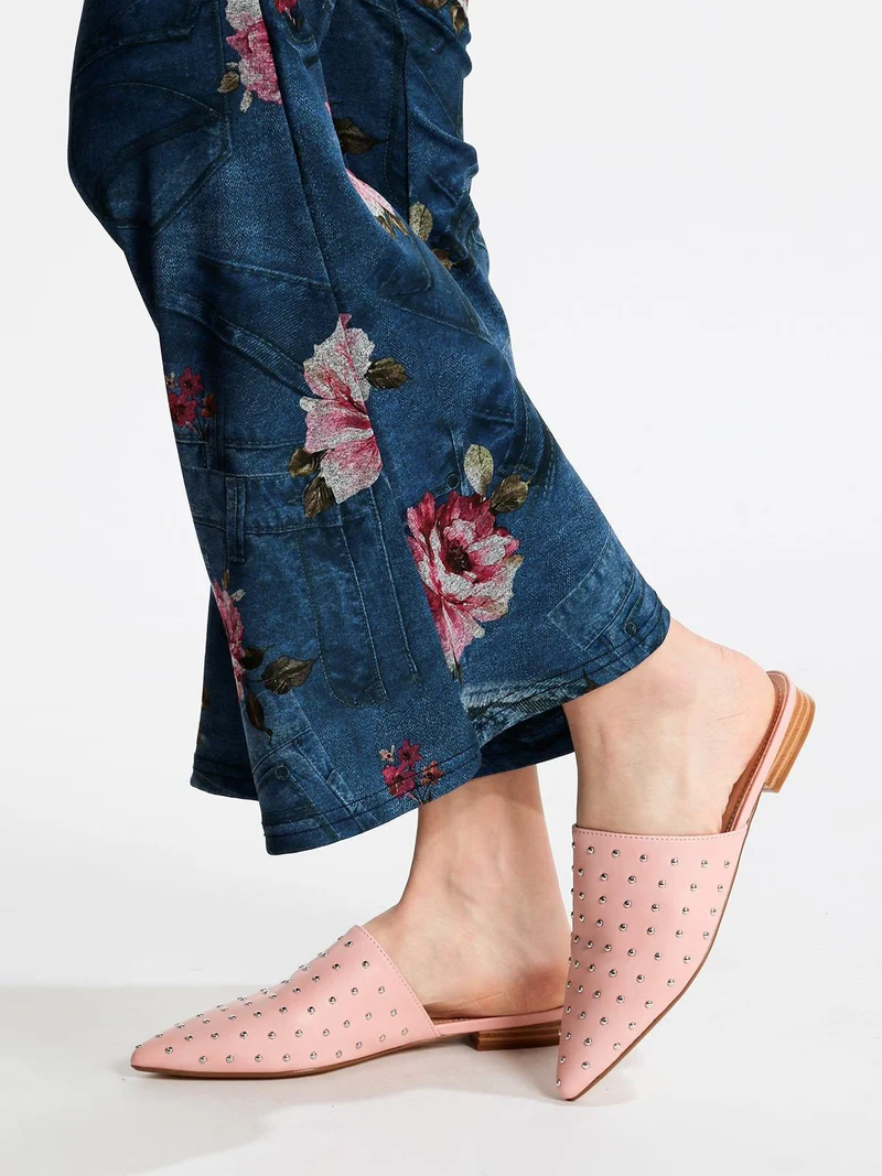 Sabot rosa in ecopelle con borchie - rosa