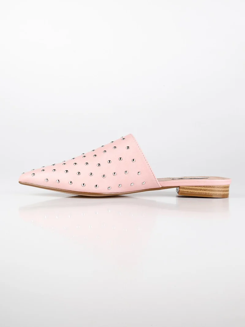 Sabot rosa in ecopelle con borchie - rosa