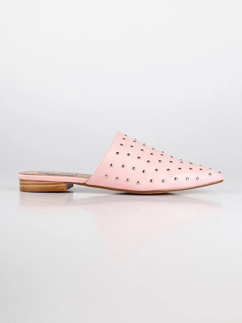 Sabot rosa in ecopelle con borchie - rosa