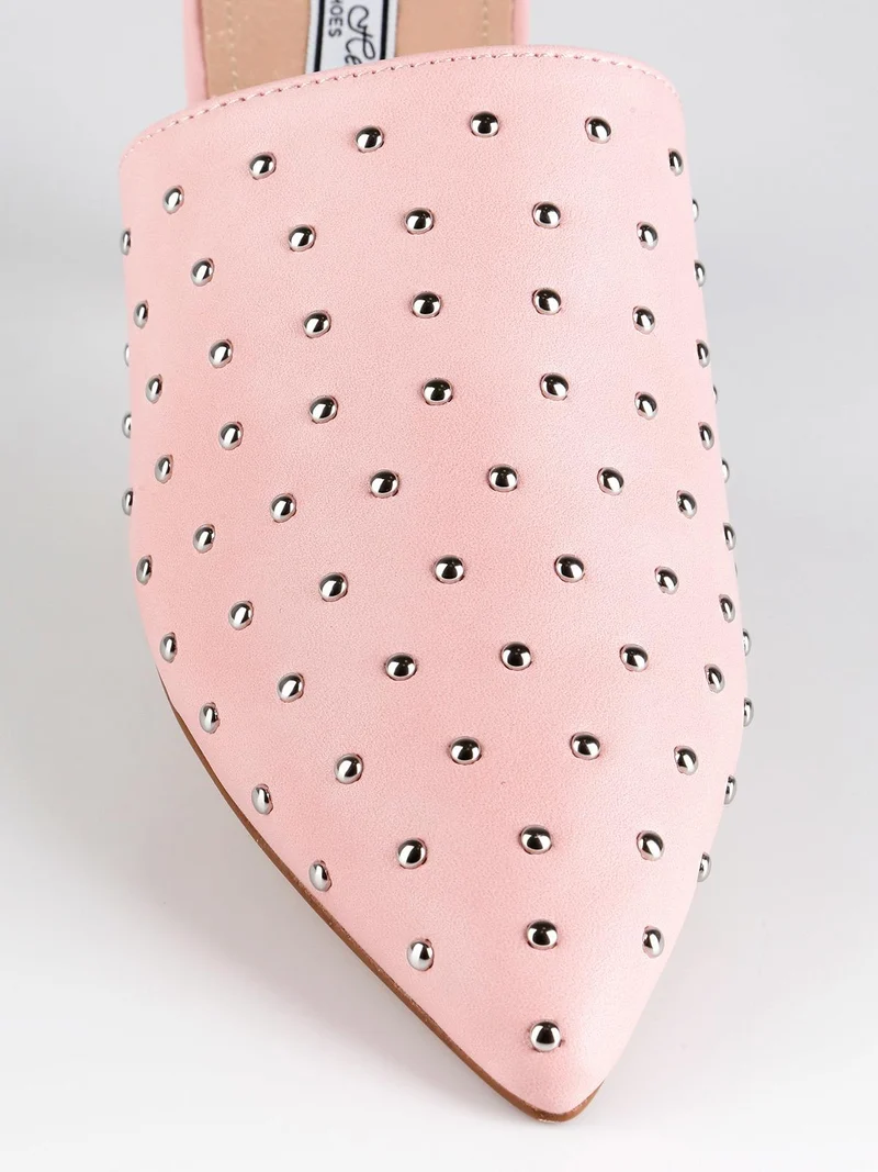 Sabot rosa in ecopelle con borchie - rosa