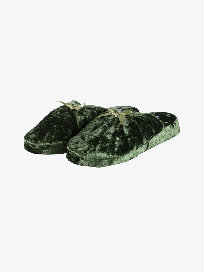 Pantofole donna effetto velluto - verde