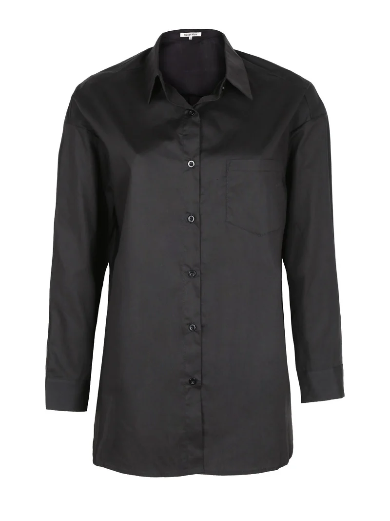 Maxi camicia donna oversize in cotone - nero