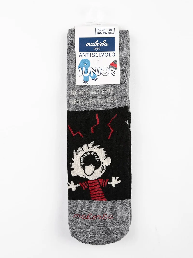 Calze antiscivolo bambino in caldo cotone con stampe - grigio