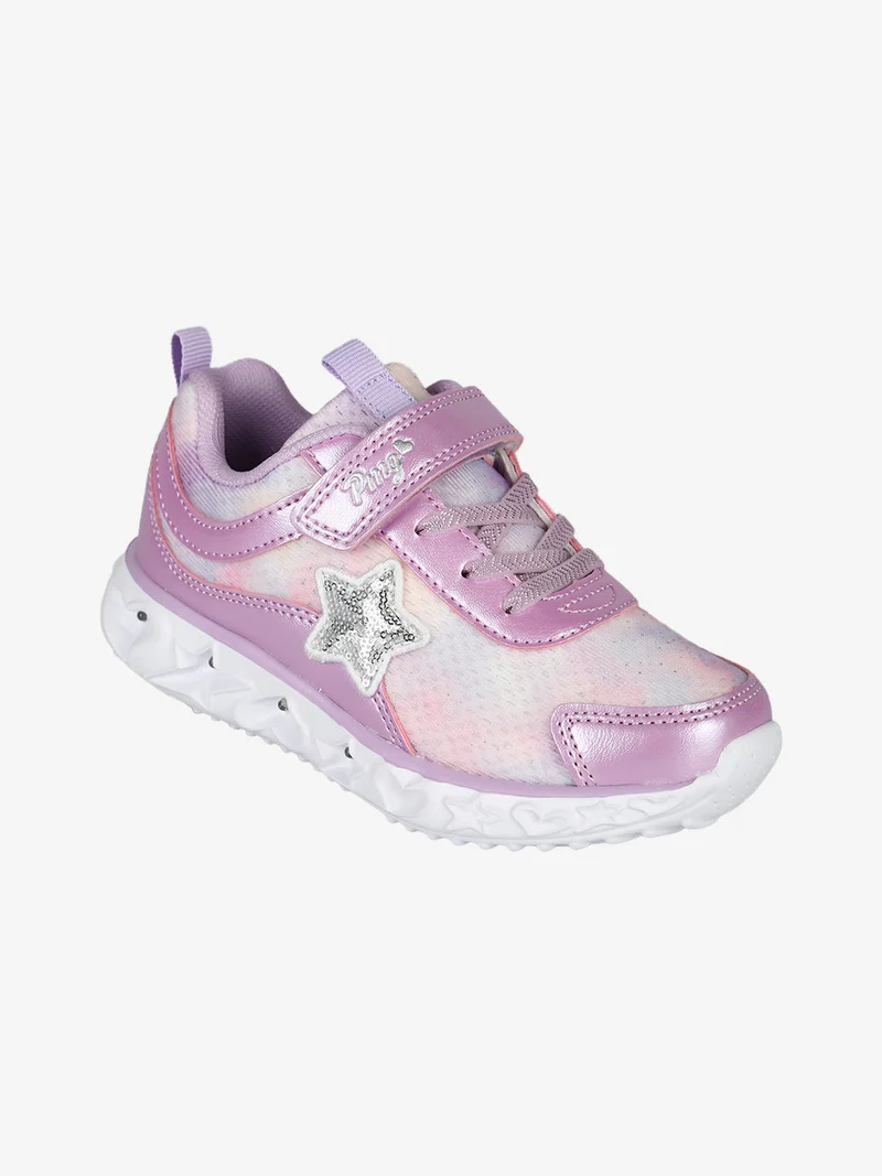 Sneakers da bambina con luci e cinturino a strappo - lilla