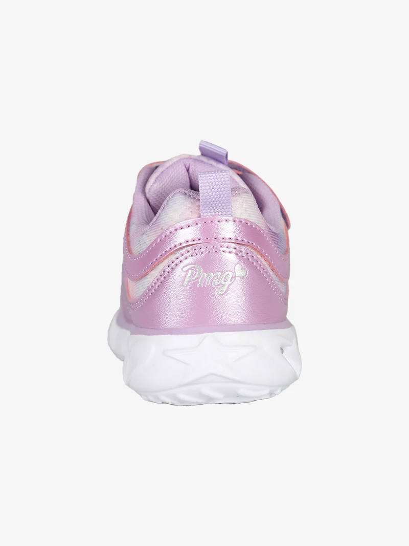 Sneakers da bambina con luci e cinturino a strappo - lilla
