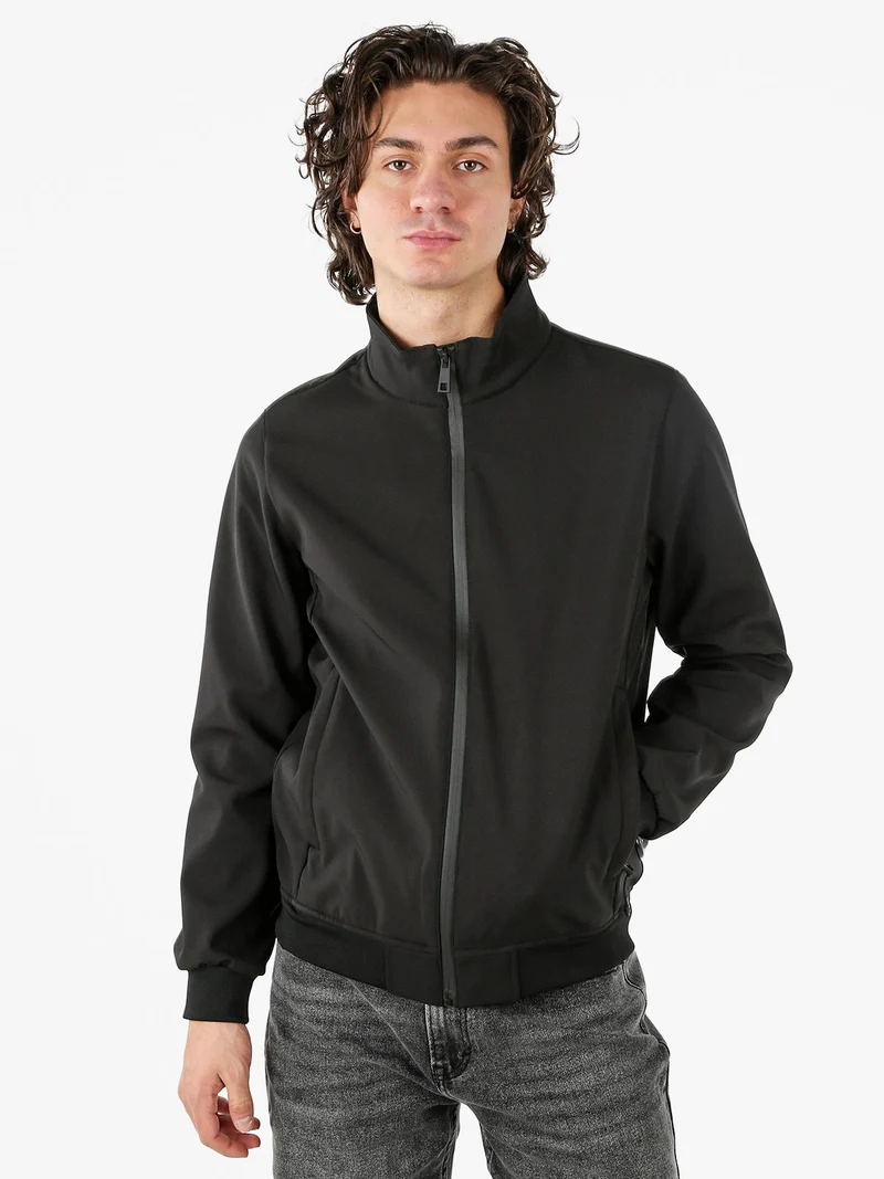 Giacca da uomo con zip e interno in pile - nero