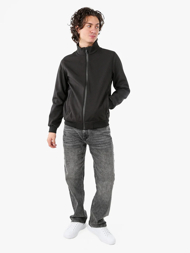 Giacca da uomo con zip e interno in pile - nero