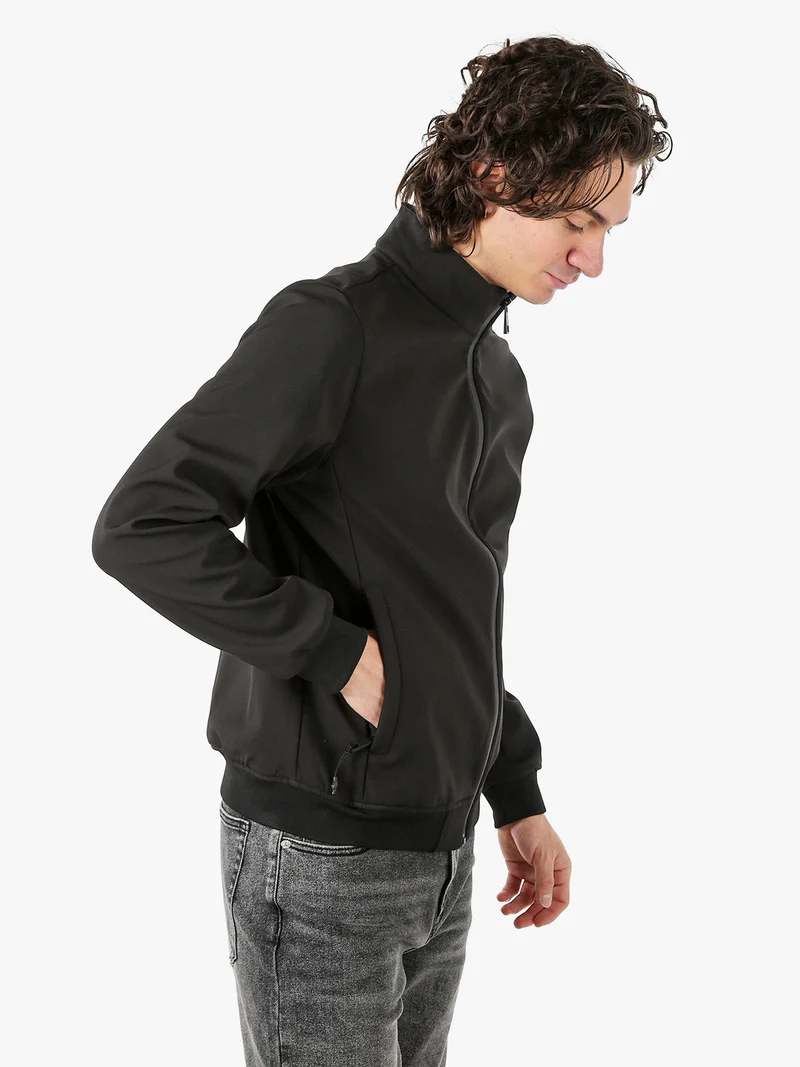 Giacca da uomo con zip e interno in pile - nero