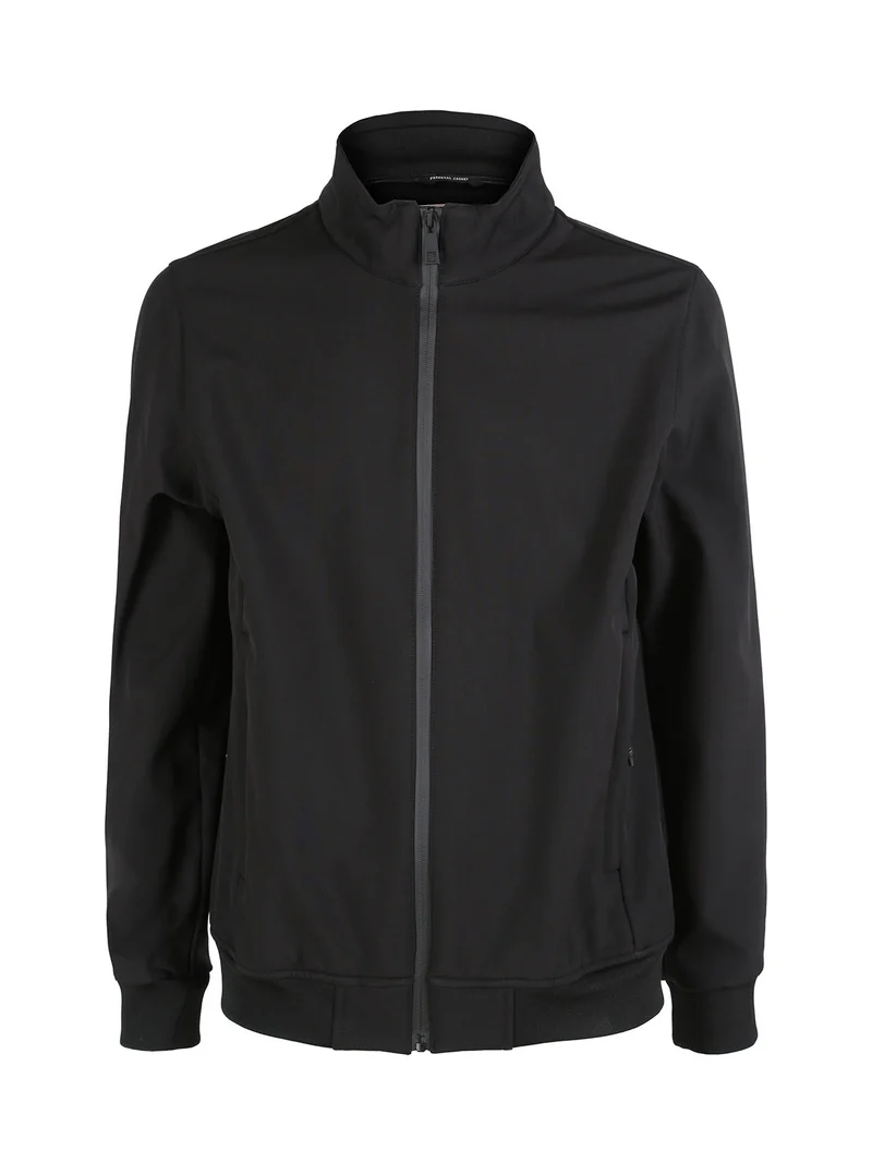 Giacca da uomo con zip e interno in pile - nero