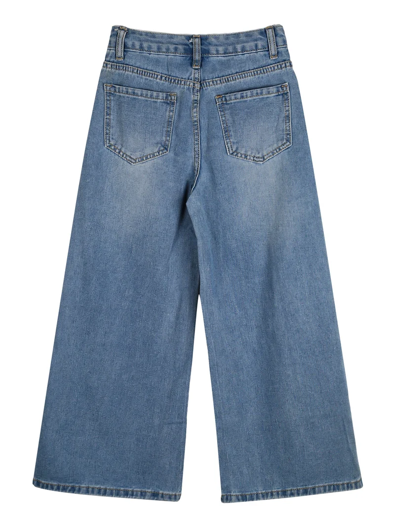 Jeans baggy da bambina con strappi e strass - jeans