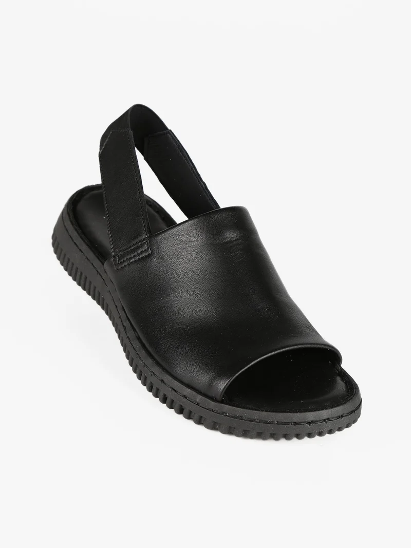 Sandali in pelle spuntati donna - nero
