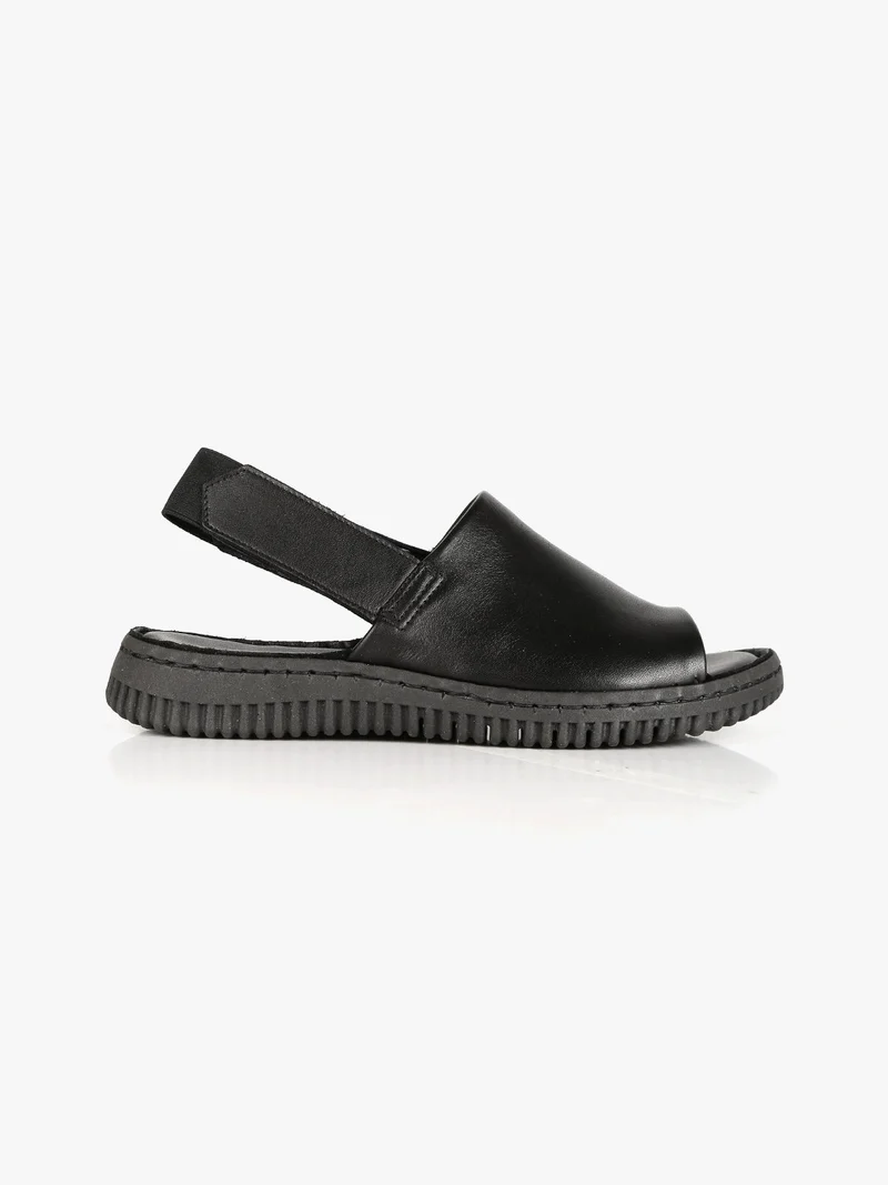 Sandali in pelle spuntati donna - nero