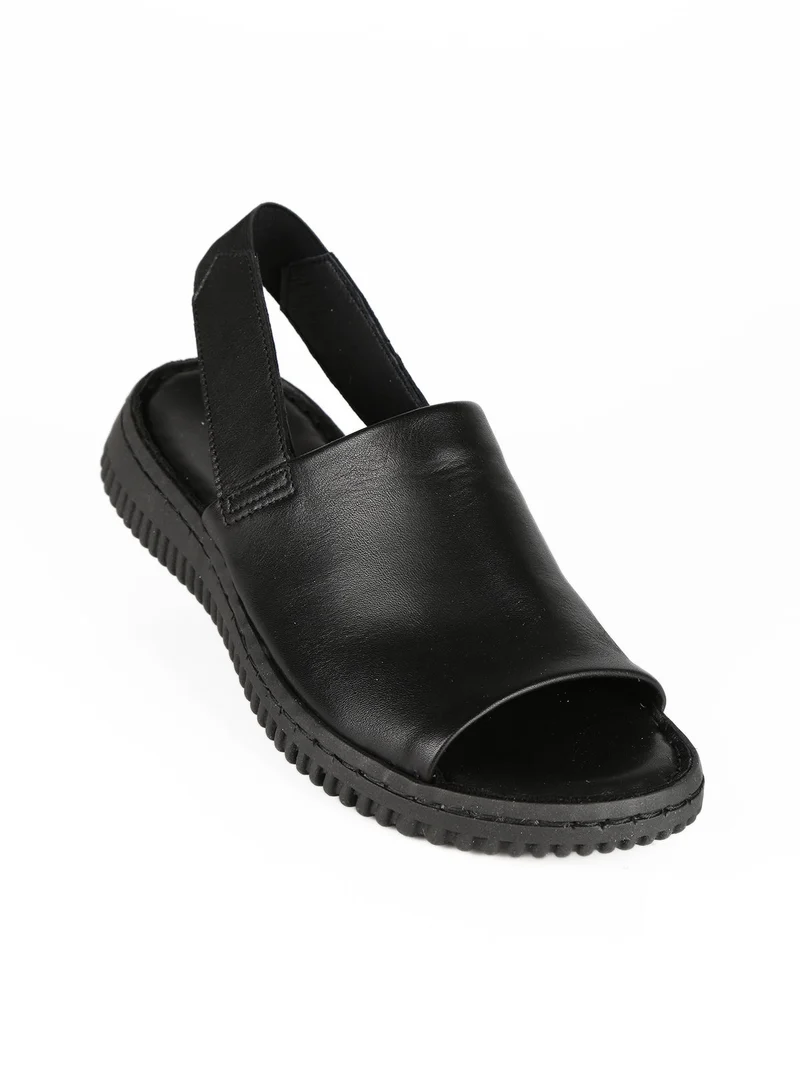 Sandali in pelle spuntati donna - nero