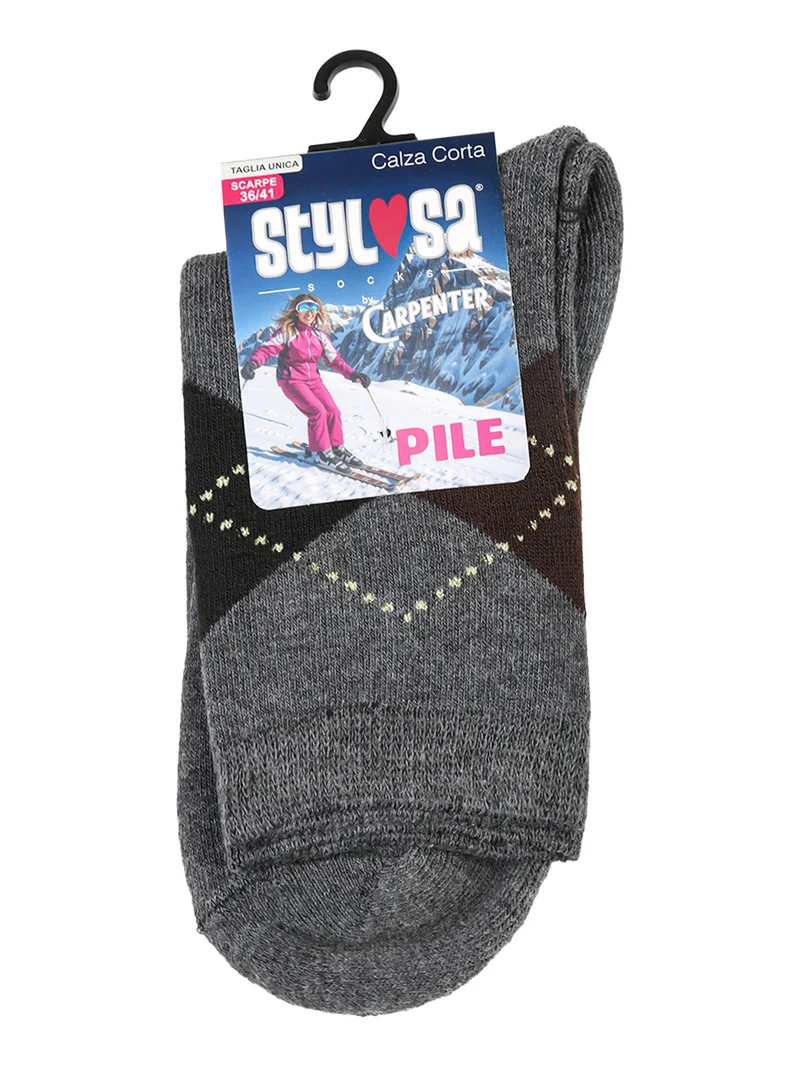Calze corte da donna in pile a rombi - grigio