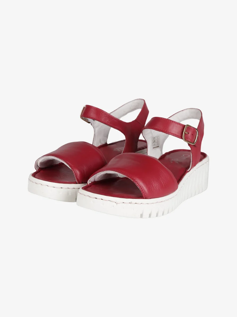 Sandali in pelle donna con zeppa - rosso