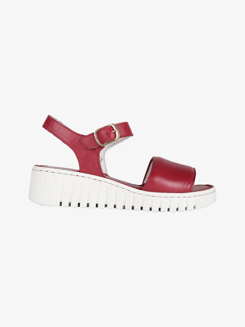 Sandali in pelle donna con zeppa - rosso