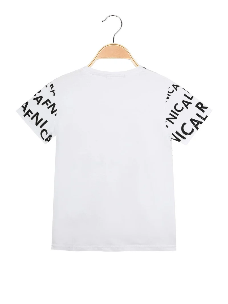 T-shirt con scritte e taschino trasparente - bianco