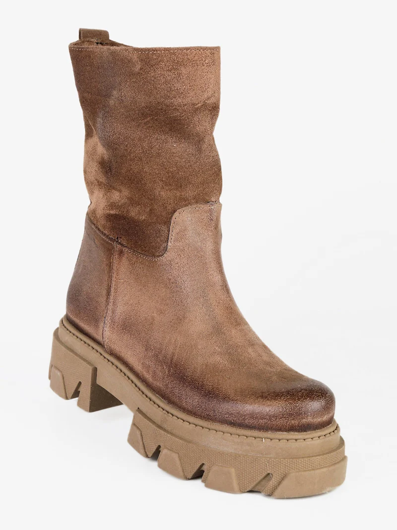 Stivaletti chelsea in pelle scamosciato da donna - taupe