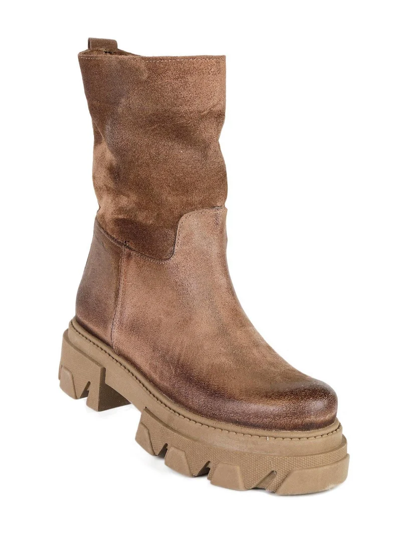 Stivaletti chelsea in pelle scamosciato da donna - taupe