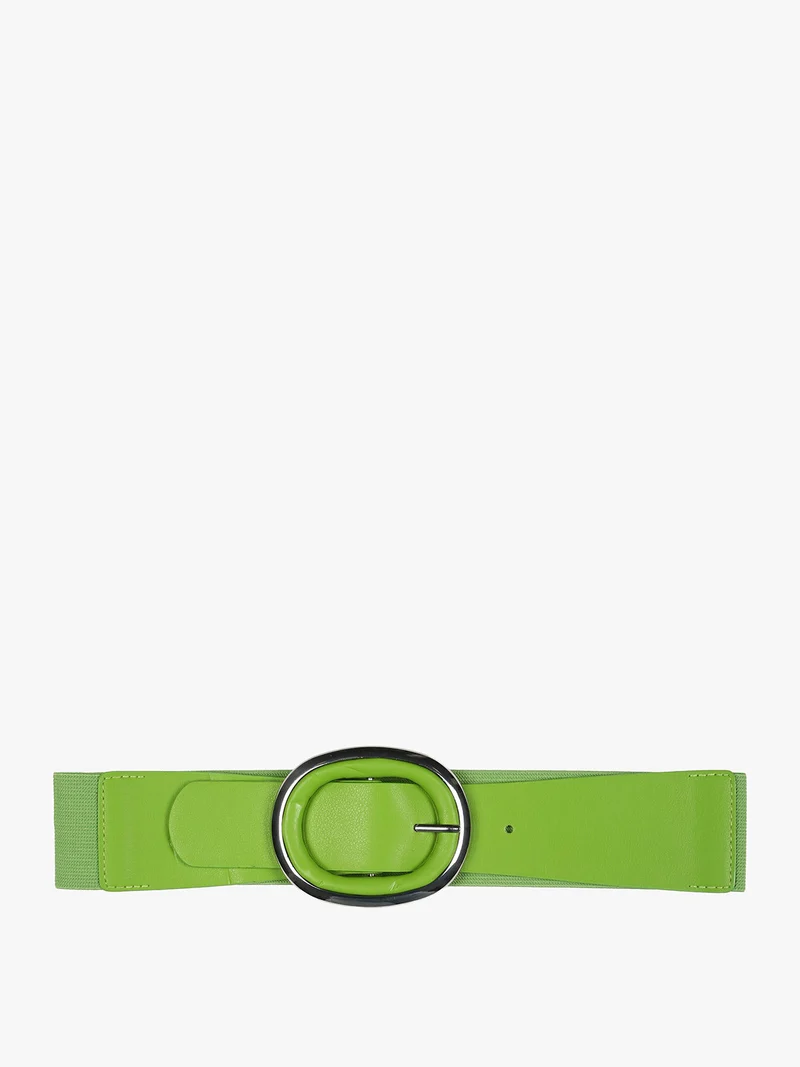 Cintura elastica da donna con fibbia ovale - verde