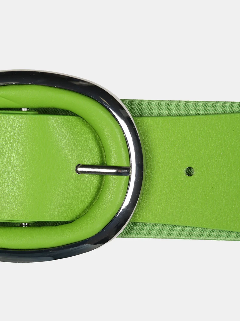 Cintura elastica da donna con fibbia ovale - verde