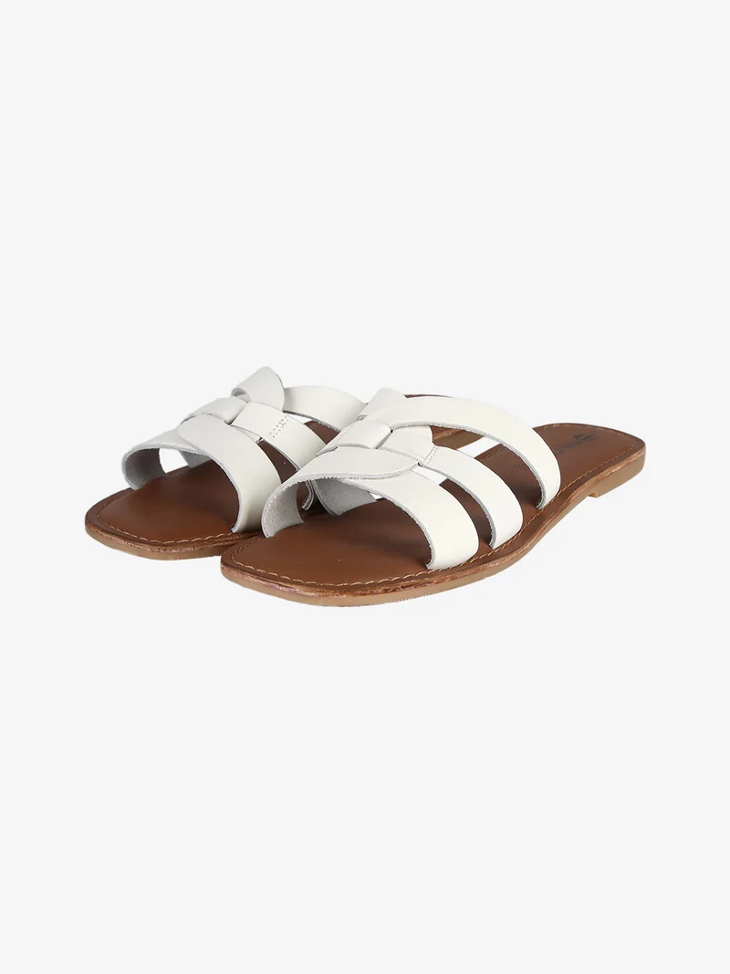 Ciabatte da donna in pelle - bianco