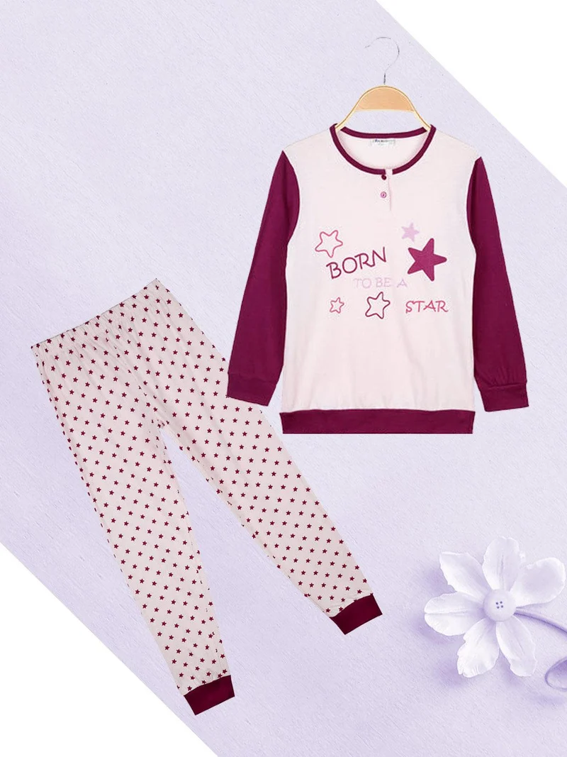 Pigiama lungo 2 pezzi con stelle - rosa