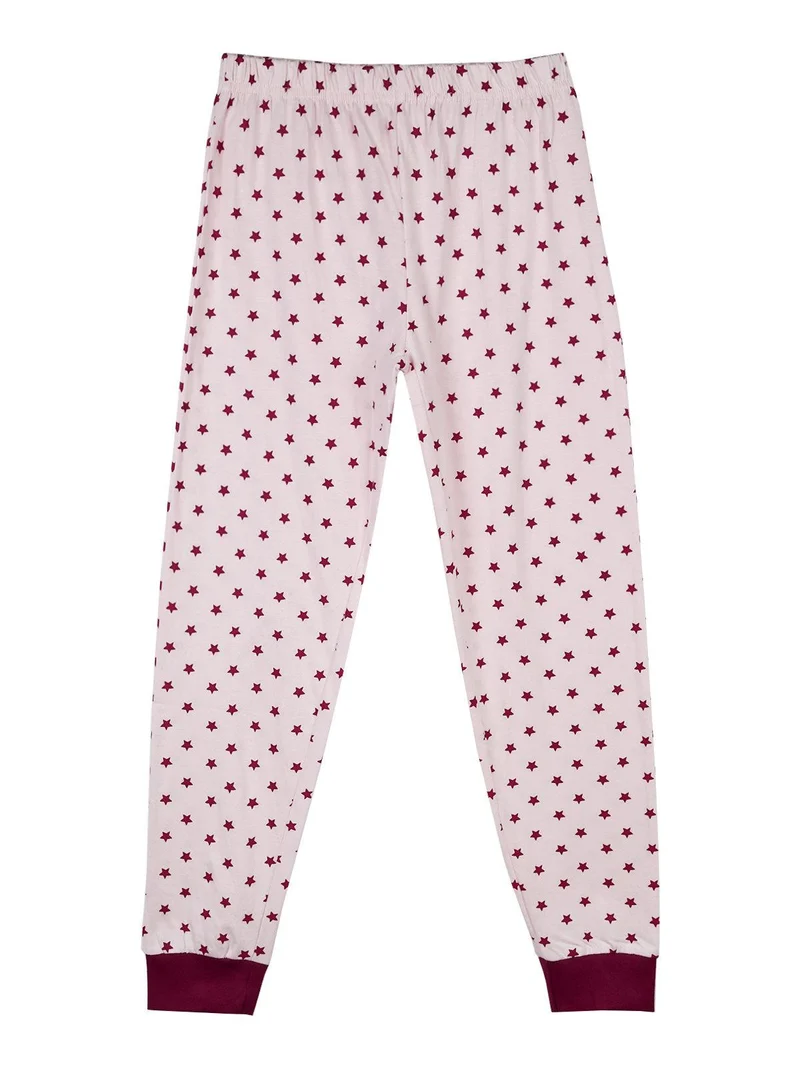Pigiama lungo 2 pezzi con stelle - rosa